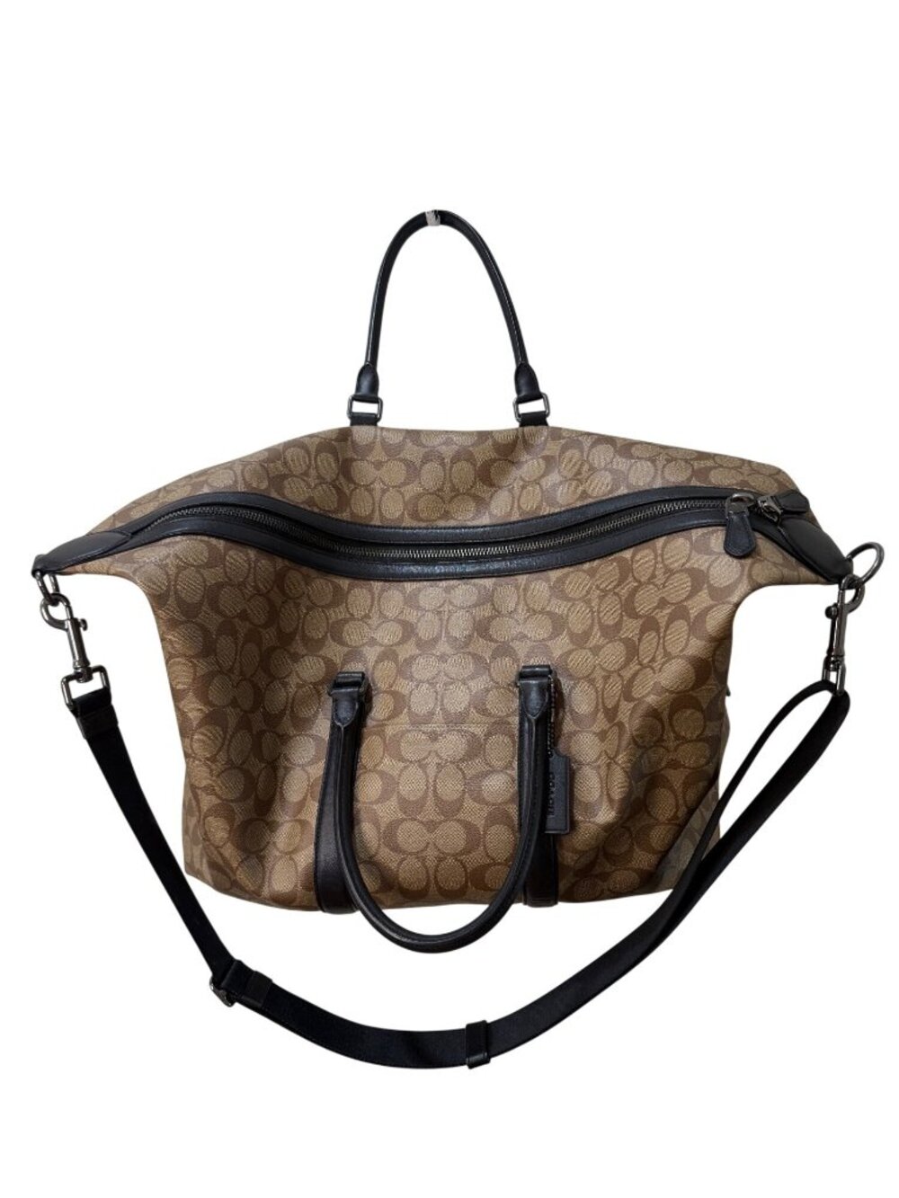Coach Trekker Bag 52 Weekender Signature Canvas Brown Black - Picture 4 of 14